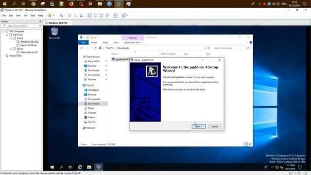 Установка pgAdmin 4 в Windows 10 LTSB смотреть онлайн