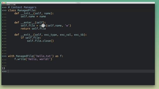 Python Context Managers and the "with" Statement (__enter__ & __exit__) смотреть онлайн