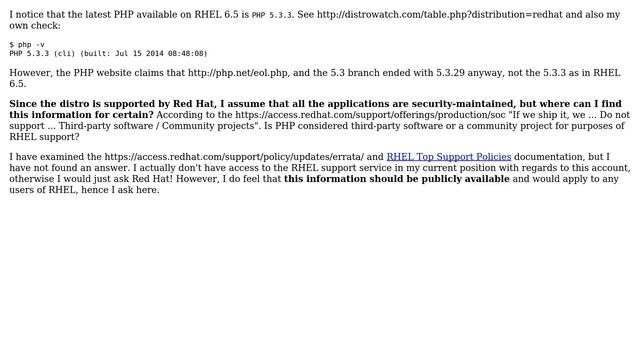 DevOps & SysAdmins: Is PHP 5.3.3 on RHEL 6.5 receiving security fixes? (2 Solutions!!) смотреть онлайн