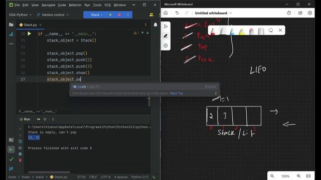 Stack using Array | Python Code смотреть онлайн