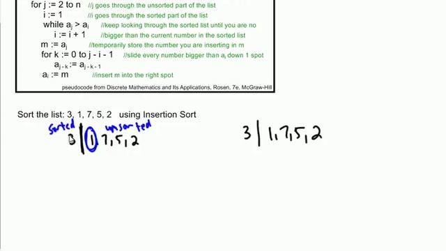 Algorithm: Insertion Sort Example 1 смотреть онлайн