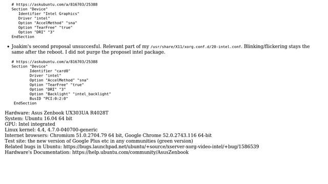 Why is Display flickering in Chrome/Chromium of Zenbook UX303UA with Google Plus? смотреть онлайн