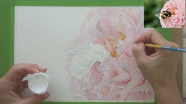 6 TOP TIPS! for REALISTIC WATERCOLOUR FLORALS | Dahlia flower and BUMBLE Bee Painting смотреть онлайн