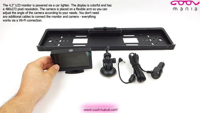 Solar WiFi reversing camera (wireless - self-charging) in license plate + 4,3" LCD monitor смотреть онлайн