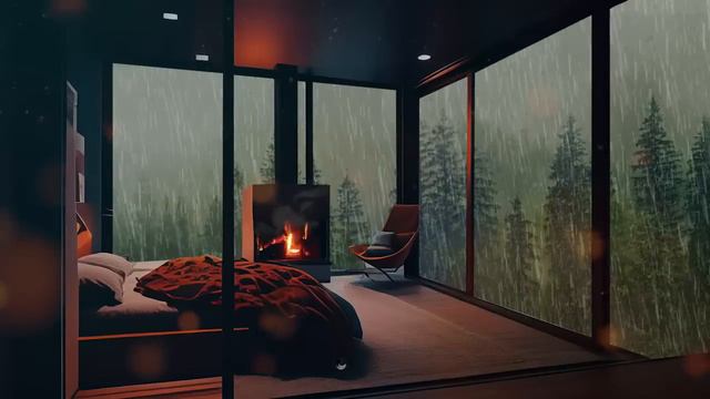 Rain Sounds For Sleeping - Experience The Bliss Of Perfect Sleep In A Cozy Bedroom With Forest View