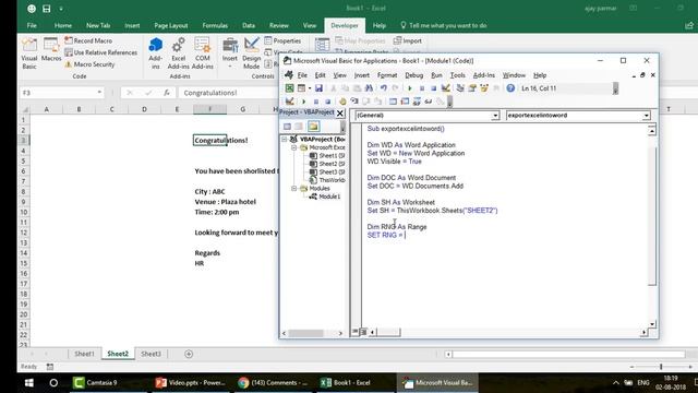 Learn Excel - Video 558 - VBA - Create Appointment letters in MS WORD смотреть онлайн