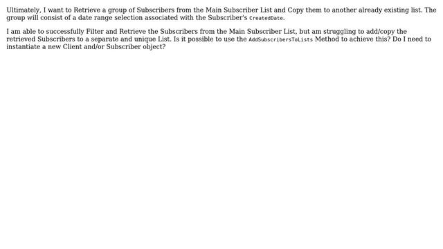 Fuel SDK (PHP) - Retrieve Subscribers from existing List (Filtered by CreatedDate) and... смотреть онлайн