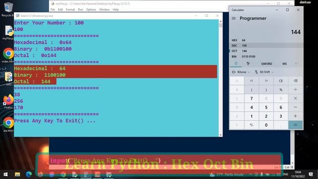 #80 : Learn Python | Convert Decimal To Binary,Octal,Hexadecimal | Int(),bin(),Oct(),Hex(),Format() смотреть онлайн