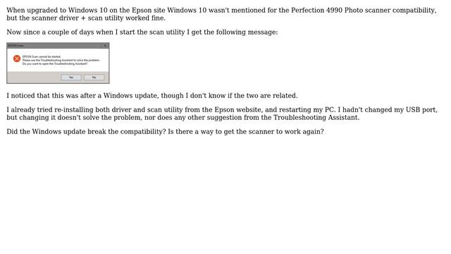 Is Epson Perfection 4990 Photo scanner Windows 10 compatible? смотреть онлайн