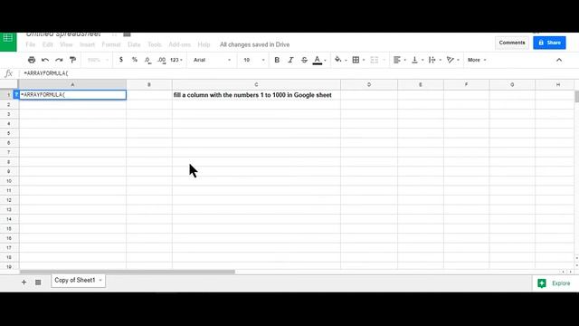 How to fill a column with the numbers 1 to 1000 in Google sheet within a second смотреть онлайн