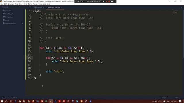 PHP tutorials for Beginners in Urdu - 12 Nested For Loop смотреть онлайн