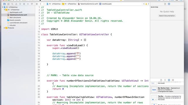 iOS программирование в Xcode. Урок 14.1 - UITableView смотреть онлайн
