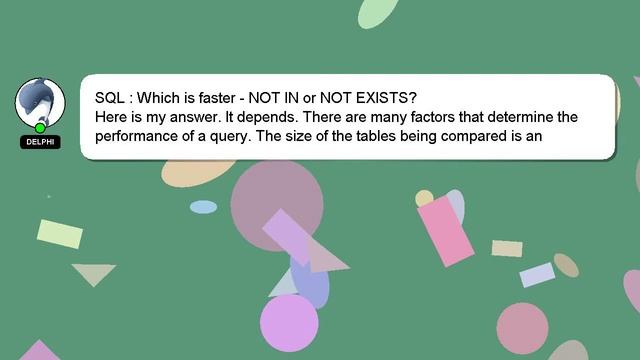 SQL : Which is faster - NOT IN or NOT EXISTS? смотреть онлайн