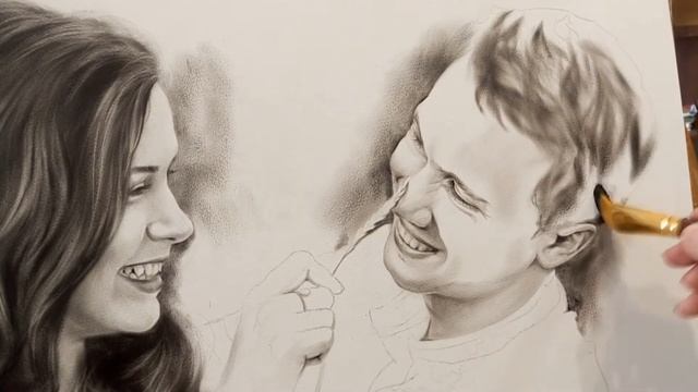 Портрет сухой кистью. Масло на бумаге. Быстрое рисование. StudioVikiART смотреть онлайн
