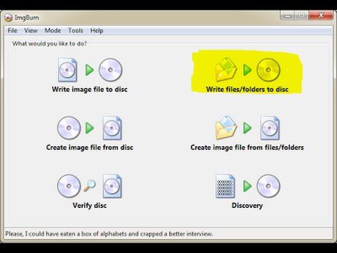 Запись диска в ImgBurn