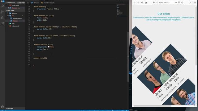 Our Team with html,css and bootstrap смотреть онлайн