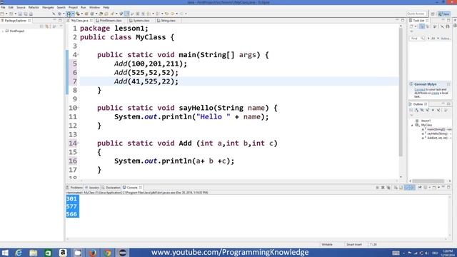 17 Java Tutorial 17 Parameter passing and Returning a Value from a Method YouTube смотреть онлайн