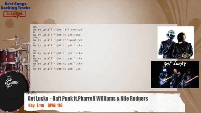 🥁 Get Lucky - Daft Punk ft. Pharrell Williams & Nile Rodgers Drums Backing Track смотреть онлайн