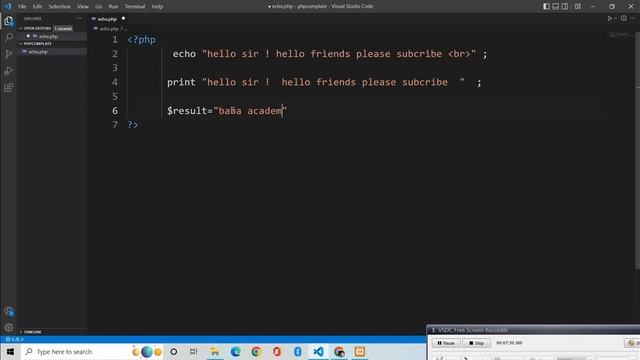 PHP season 1 concept of echo print diffrence both and printf function value part 1 by baba academy смотреть онлайн