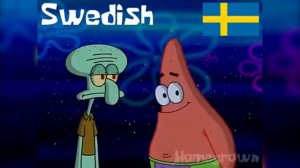 Губка Боб на разных языках у костра