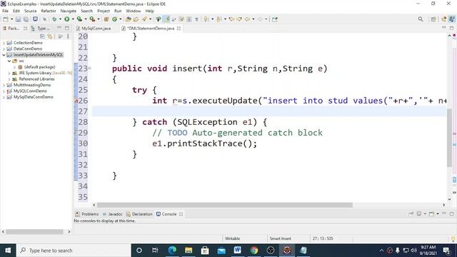 JDBC-Insert Update and Delete Record in MySQL смотреть онлайн