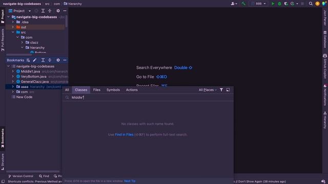 IntelliJ :: Finding Your Way Around Code :: Bookmarks :: Type Hierarchy :: Find Class смотреть онлайн