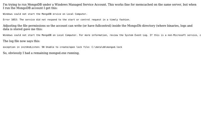DevOps & SysAdmins: Can I run mongodb under a Managed Service Account смотреть онлайн