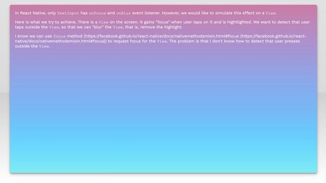 React Native: how to simulate onBlur and onFocus event for View смотреть онлайн