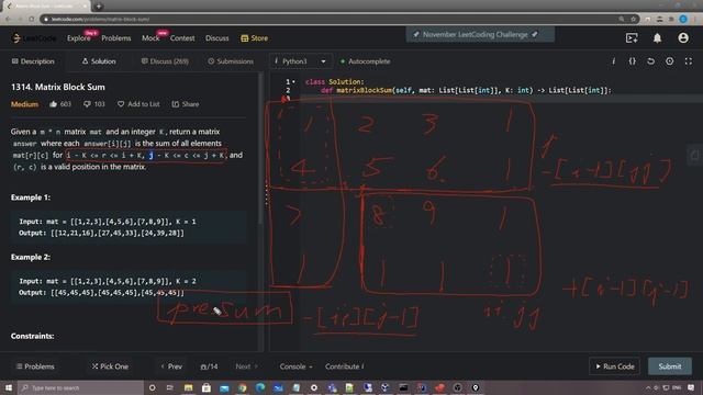 LeetCode 1314. Matrix Block Sum смотреть онлайн