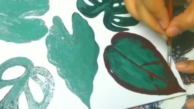 PLANT LEAVES BASIC PAINTING TUTORIAL #HOW TO PAINT LEAVES #PAINTING #AGLAONEMA #ALOCASIA #MONSTERA смотреть онлайн