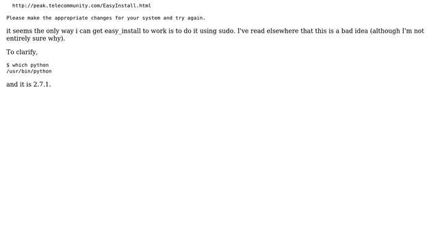 OS X Lion easy_install requires sudo ...? (3 Solutions!!) смотреть онлайн
