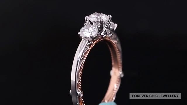 Diamond 3-Stone White Gold and Rose Gold Ring Australia смотреть онлайн