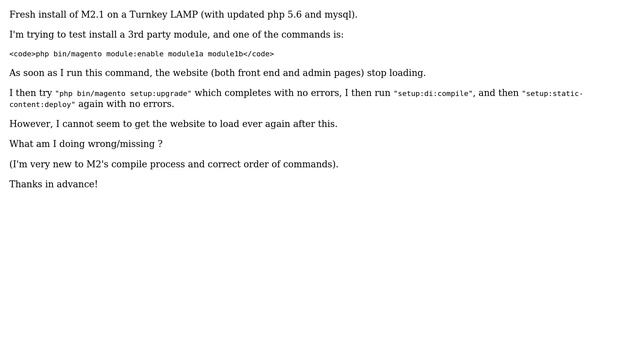 Magento: I run php bin/magento module:enable, page stops loading after that (2 Solutions!!) смотреть онлайн