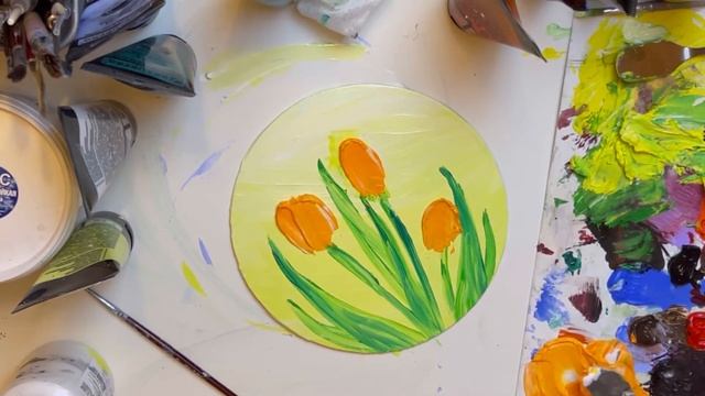 «Тюльпаны» с помощью текстурной пасты и потали смотреть онлайн