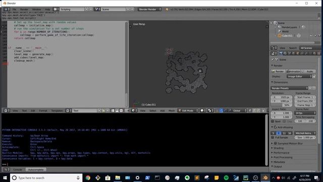 Python Blender 3D Procedural Cellular Automata Cave Environment Generator смотреть онлайн