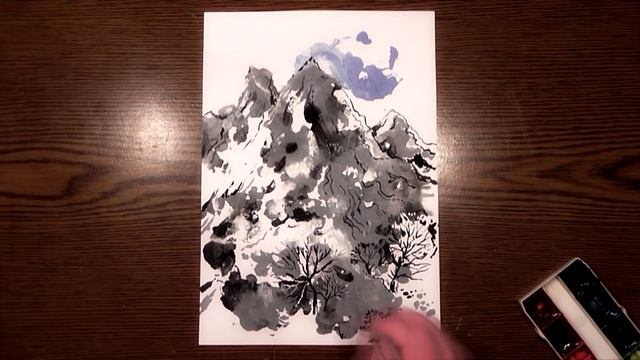 Mountain Landscape | Monoprint-Monotype | Gouache | IOTN - Speed Painting смотреть онлайн
