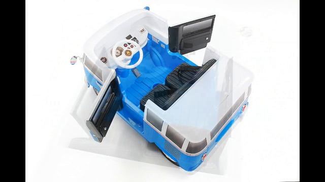 Volkswagen T1 Samba Bus Elektrische Kinderauto Blauw смотреть онлайн