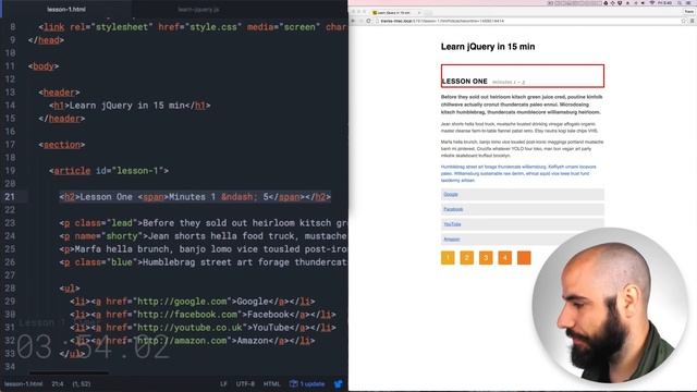 Learn jQuery in 15 minutes – Part 1 – Selectors, Animations, Filters смотреть онлайн