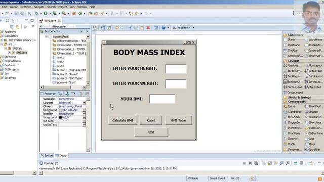 BMI Calculator using Java JFrame смотреть онлайн