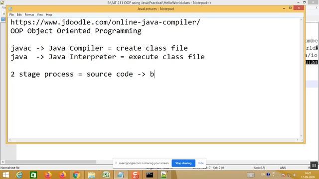 Lecture02 (Date: 17.09.20 Understanding Java Compiler, Interpreter and Class File Format) смотреть онлайн