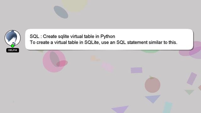 SQL : Create sqlite virtual table in Python смотреть онлайн