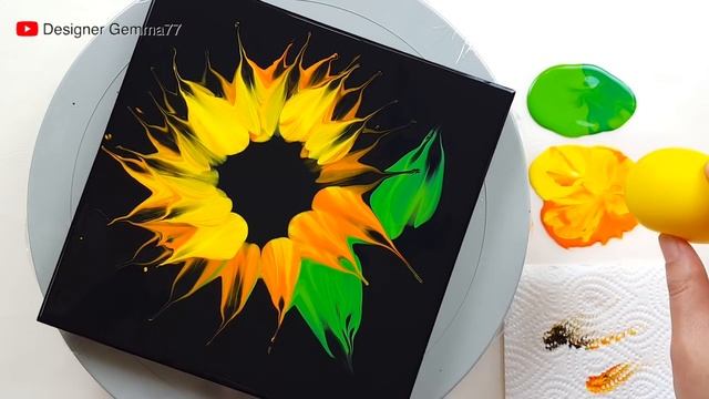 (532) How to paint a sunflower with balloons | Fluid Acrylic | Step by Step | Designer Gemma77 смотреть онлайн