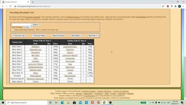 Stardew Predictor: A Web App For Stardew Valley