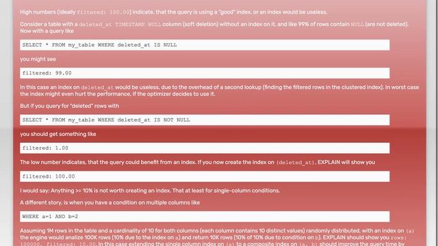 What is the "filtered" column in MySQL EXPLAIN telling me, and how can I make use of it? смотреть онлайн