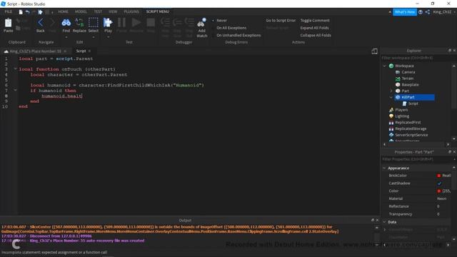 How to make a KillPart(ROBLOX Studio Tutorial) смотреть онлайн