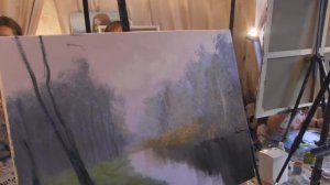 Мастер-класс по живописи маслом №20 - Река, деревья. Как рисовать. Урок рисования Игорь Сахаров