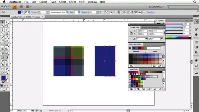 Adobe Illustrator CS4 Advanced Transparency Panel - Transform - Make a Plaid Pattern смотреть онлайн