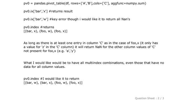 Pandas : Pandas Handling Missing Values when going from Data Frame to Pivot Table смотреть онлайн