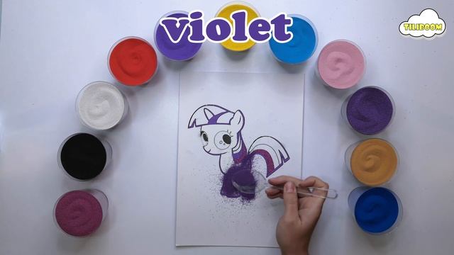 sand painting unicorn/ learn colors / рисование цветным песком смотреть онлайн
