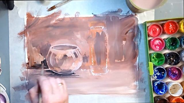 Как нарисовать стеклянные вазы/Пошаговый видео мастер класс смотреть онлайн